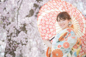 結婚式前撮り　ロケーションフォト　桜　色打掛　和装前撮り　ファシーノ　スーパーカメラマン大川