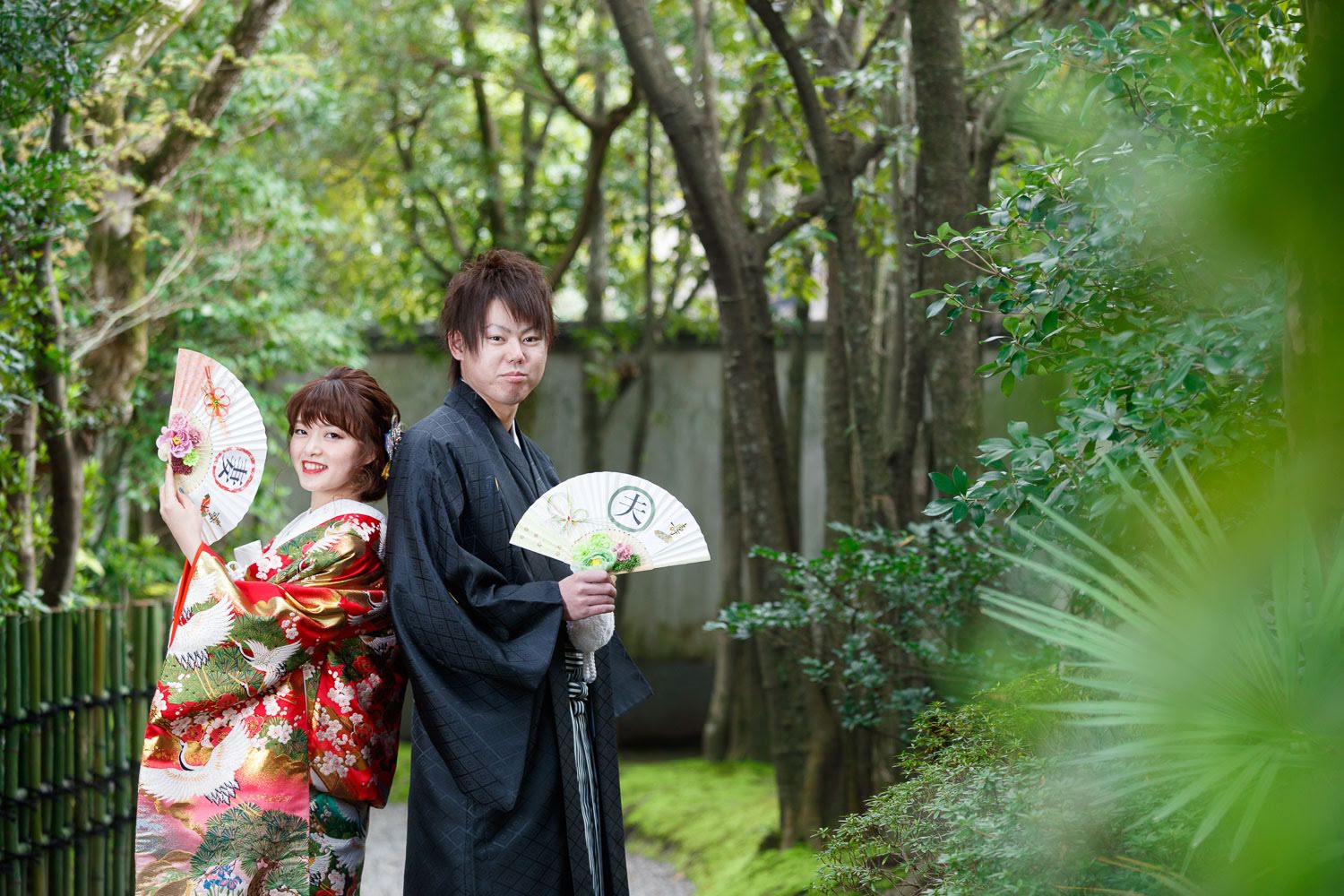 友泉亭公園 和装前撮り 色打掛 紋付袴 扇子ロケーション 福岡