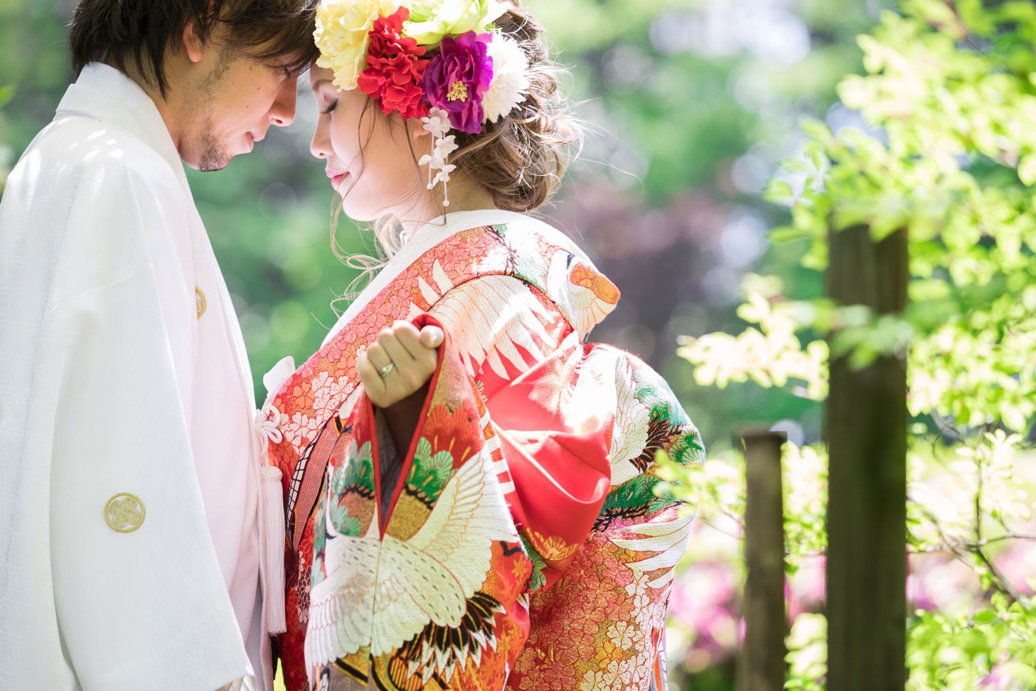 大濠公園日本庭園 和装前撮り 色打掛 紋付袴 ロケーション撮影 福岡