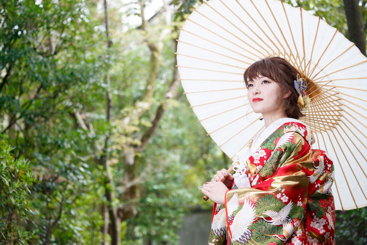 友泉亭公園 和装前撮り 色打掛 和傘 花嫁ロケーション 日本庭園 福岡