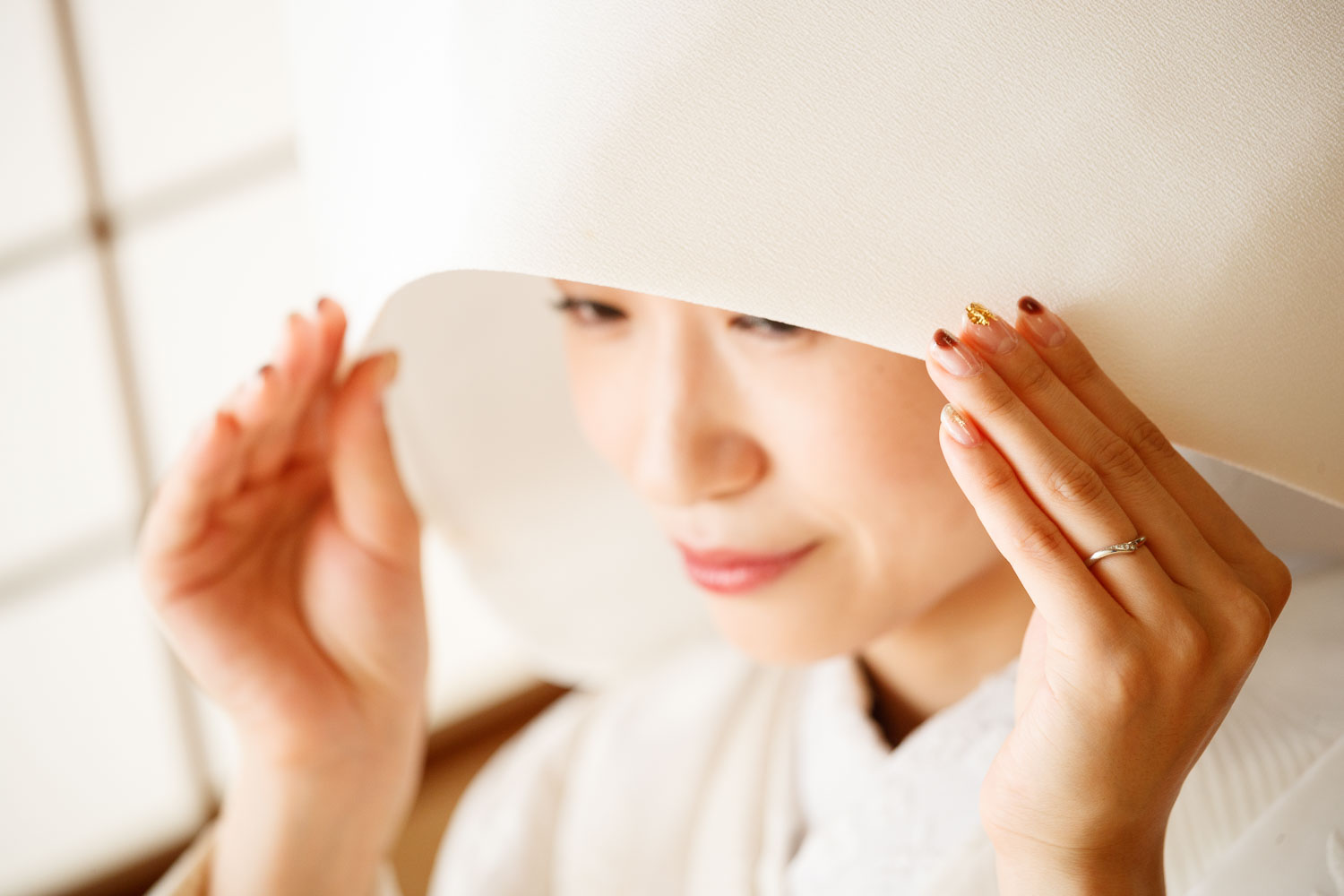 大濠公園日本庭園 白無垢前撮り 綿帽子 和装 花嫁アップ