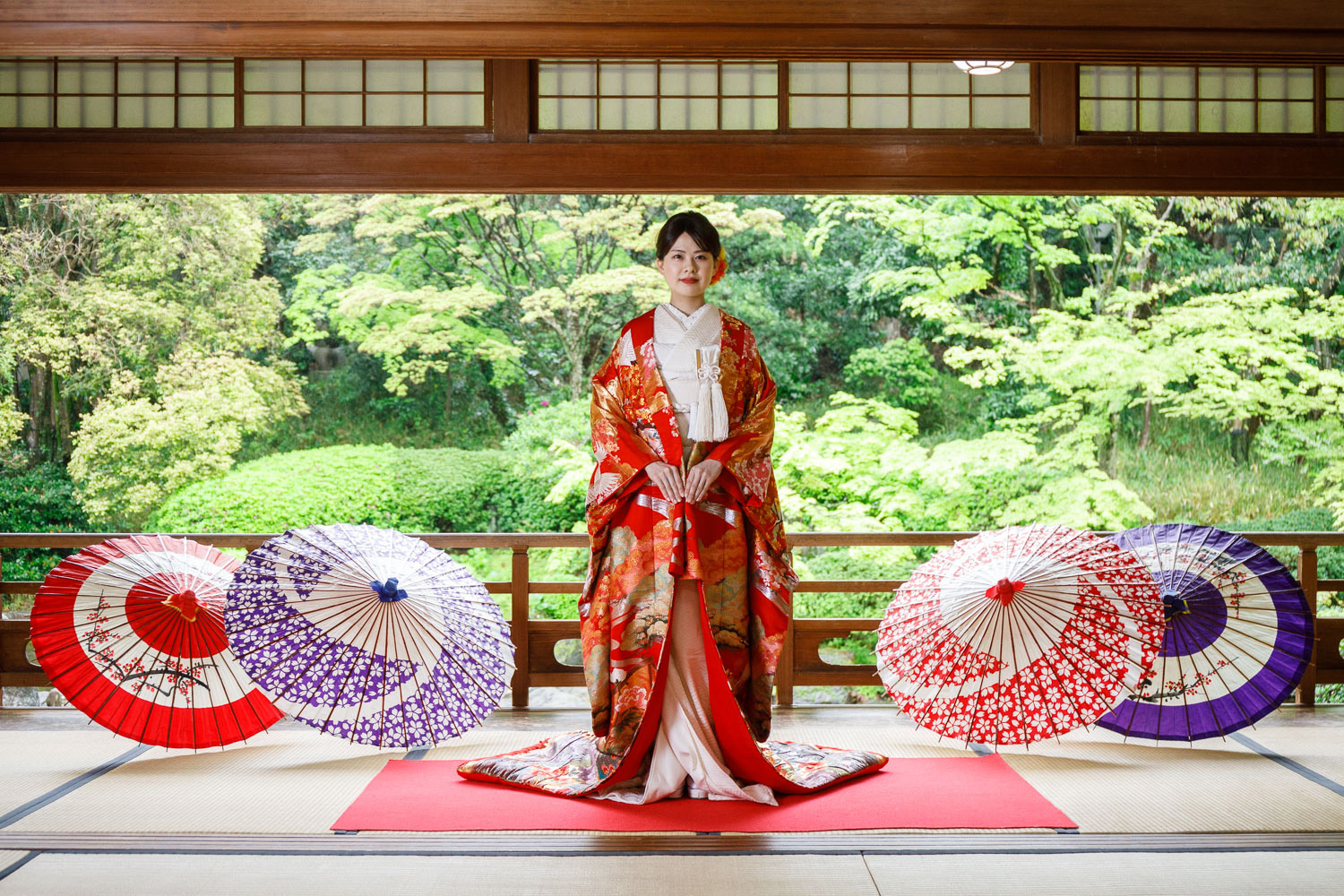 友泉亭公園 和装前撮り 色打掛 和傘 日本庭園 福岡