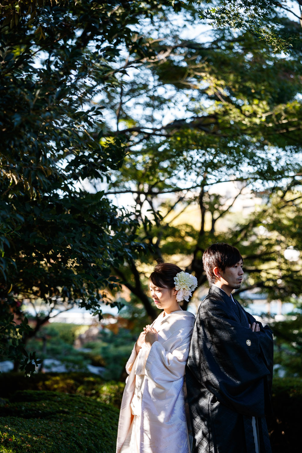 大濠公園日本庭園 和装前撮り 白無垢 ロケーション撮影 福岡