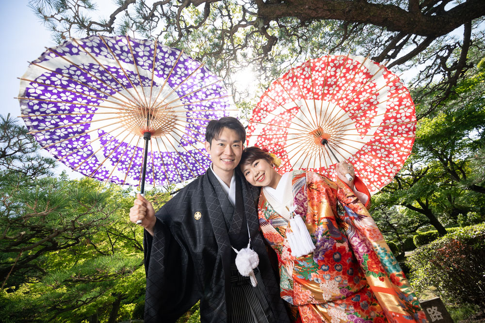 大濠公園日本庭園 和装前撮り 色打掛 ロケーション撮影 福岡