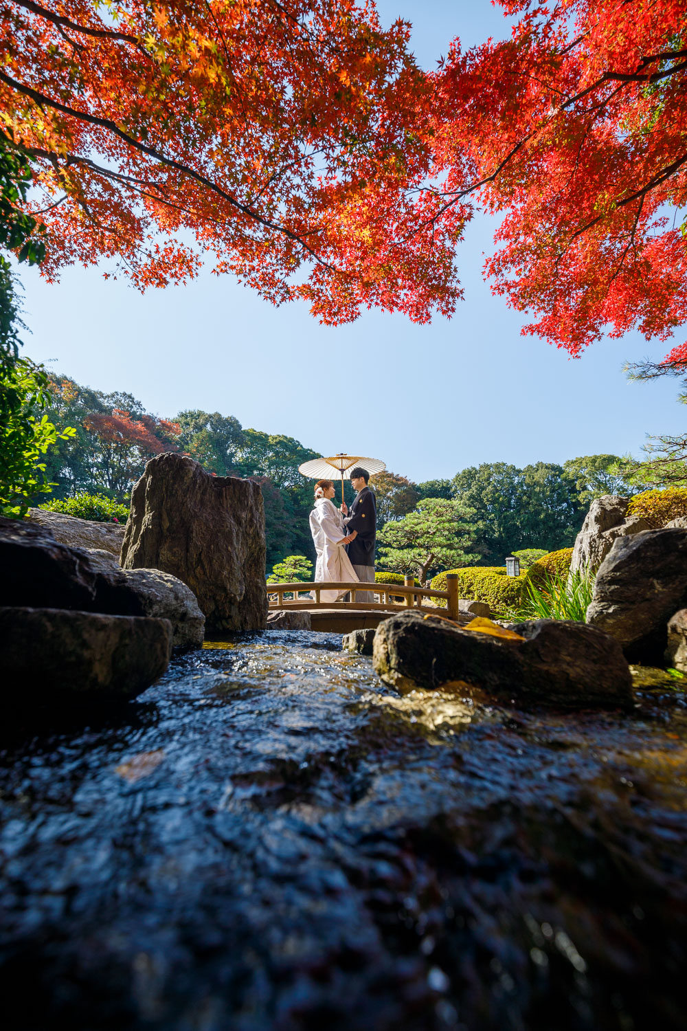 大濠公園日本庭園 和装前撮り 紅葉 ロケーション撮影 福岡