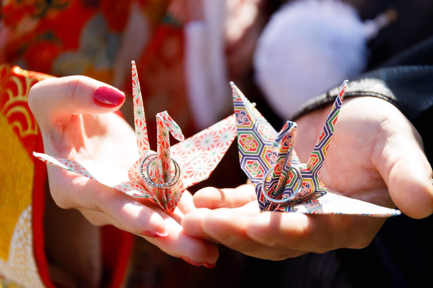 和装前撮り 折り鶴 手元カット 結婚写真 和装フォト