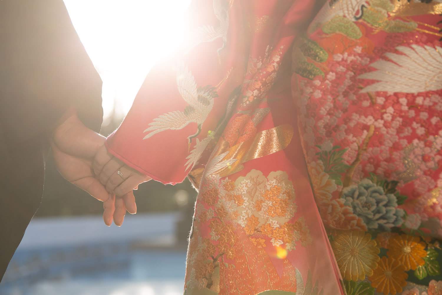 和装前撮り 手つなぎ 色打掛 ロケーション撮影 福岡