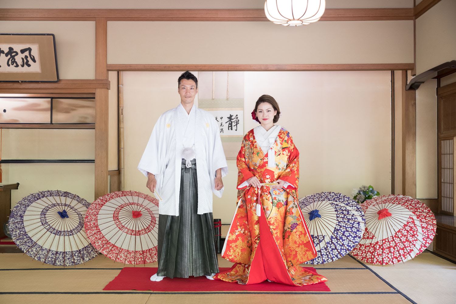 友泉亭公園 和装前撮り 色打掛 紋付袴 和室撮影 和傘