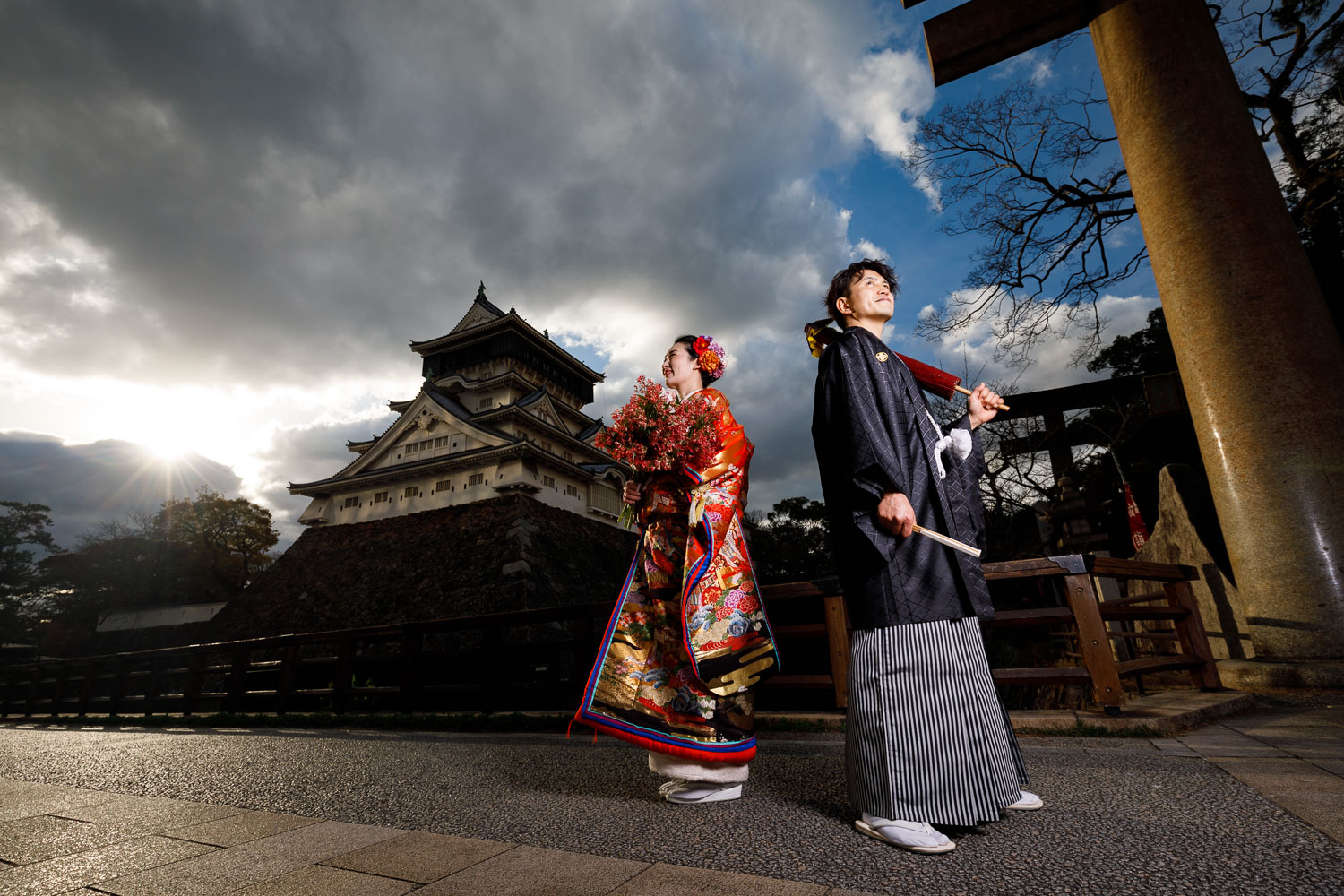 小倉城 和装前撮り 北九州フォトウェディング ロケーション撮影 色打掛