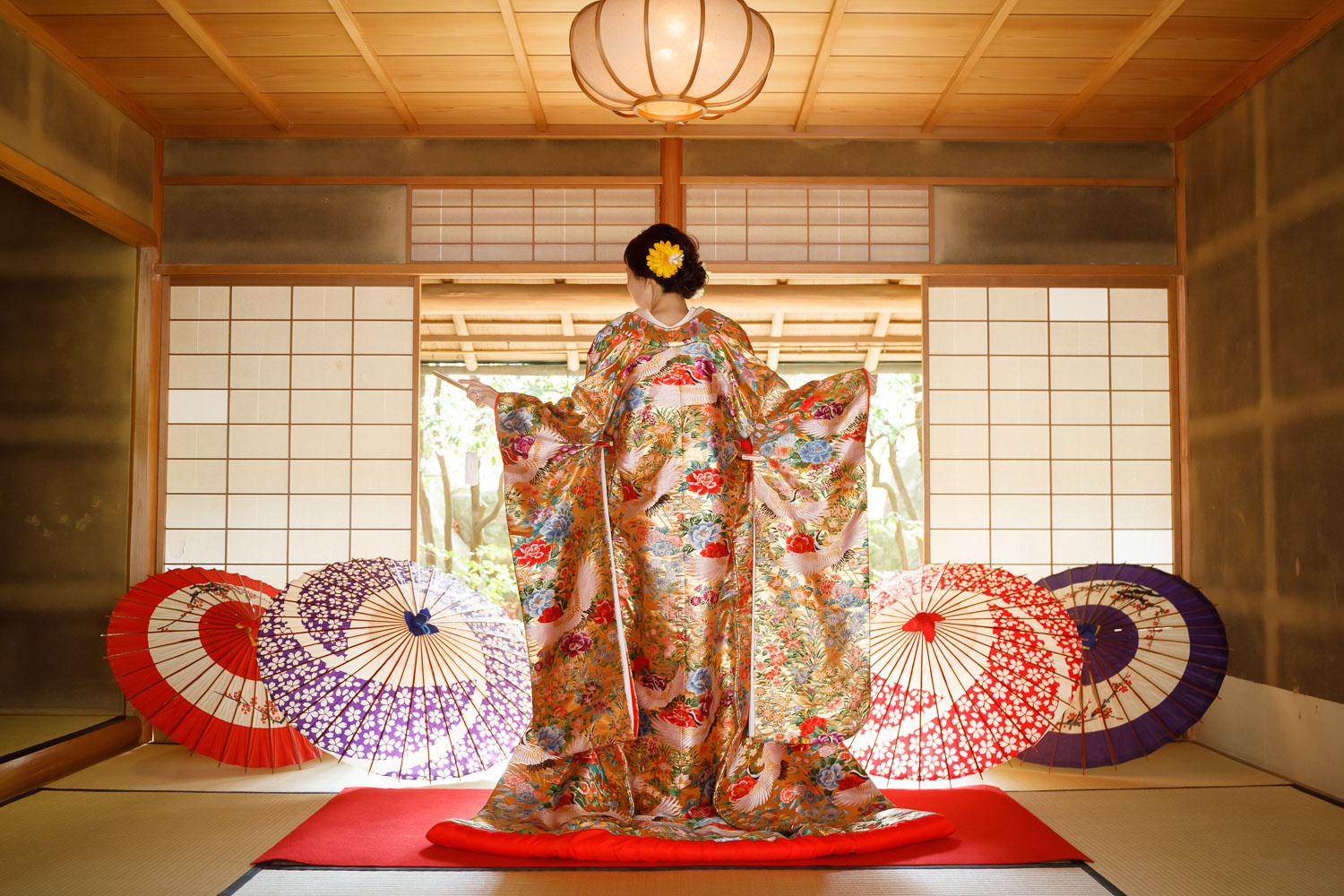 大濠公園日本庭園 離れ 和室 白無垢前撮り 和装フォトウェディング 福岡