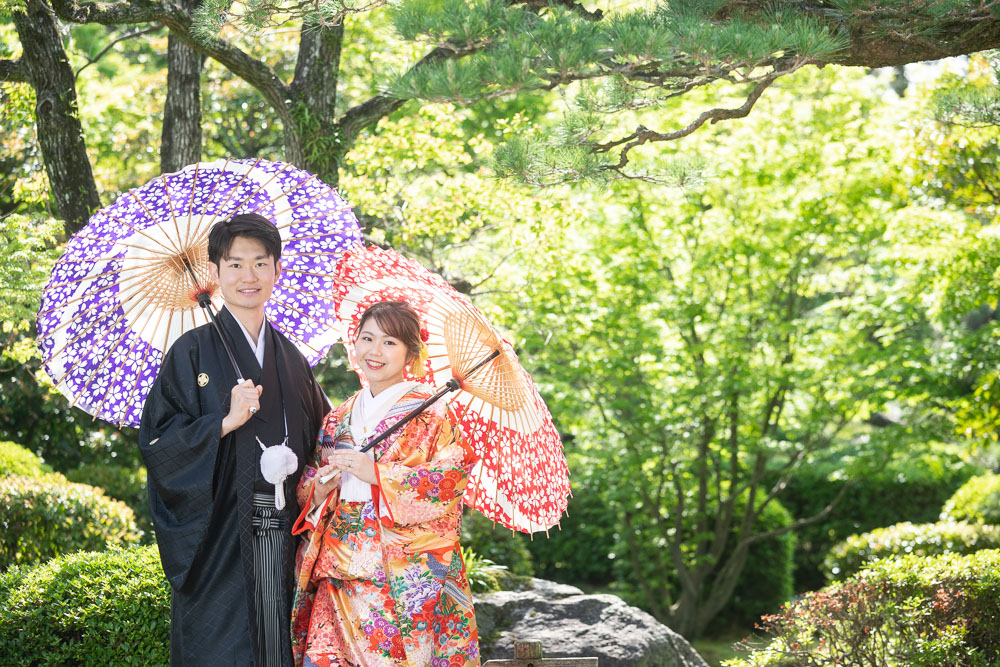 大濠公園日本庭園 和装前撮り 色打掛 日本庭園ロケーション 福岡