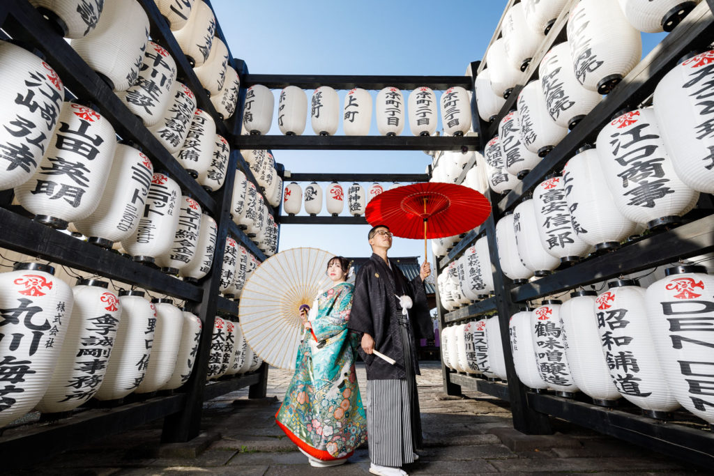 柳川 三柱神社 和装前撮り 神社ロケーション 色打掛 フォトウェディング