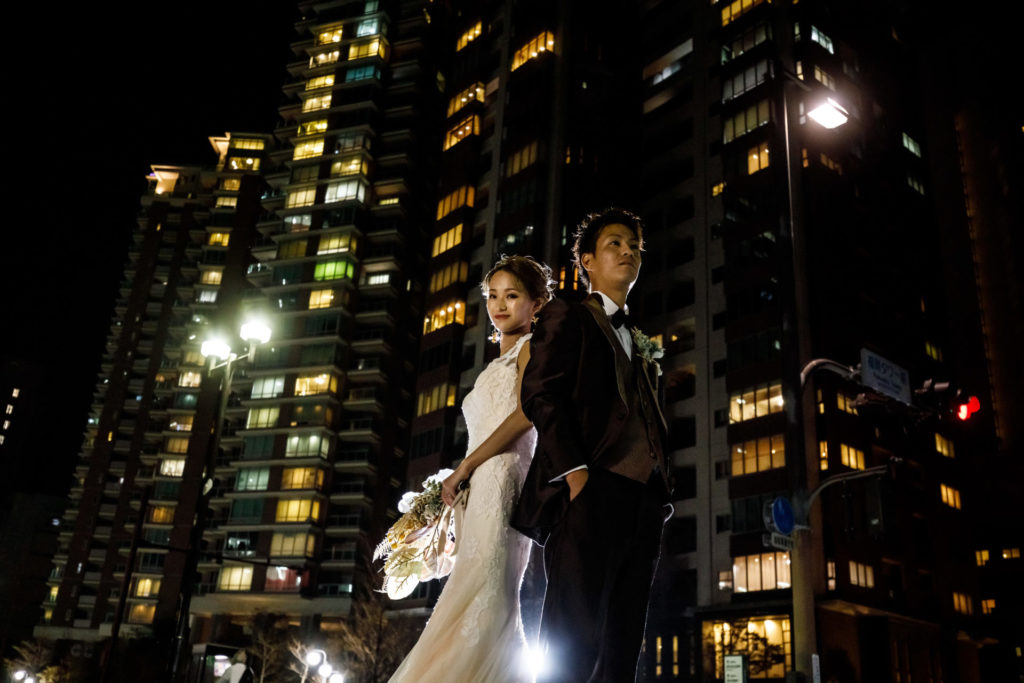 百道浜での夜景ロケーション前撮り 福岡フォトウェディング