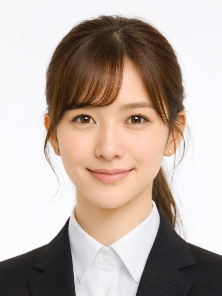 社員証用証明写真　リクルートスーツで正面の女性